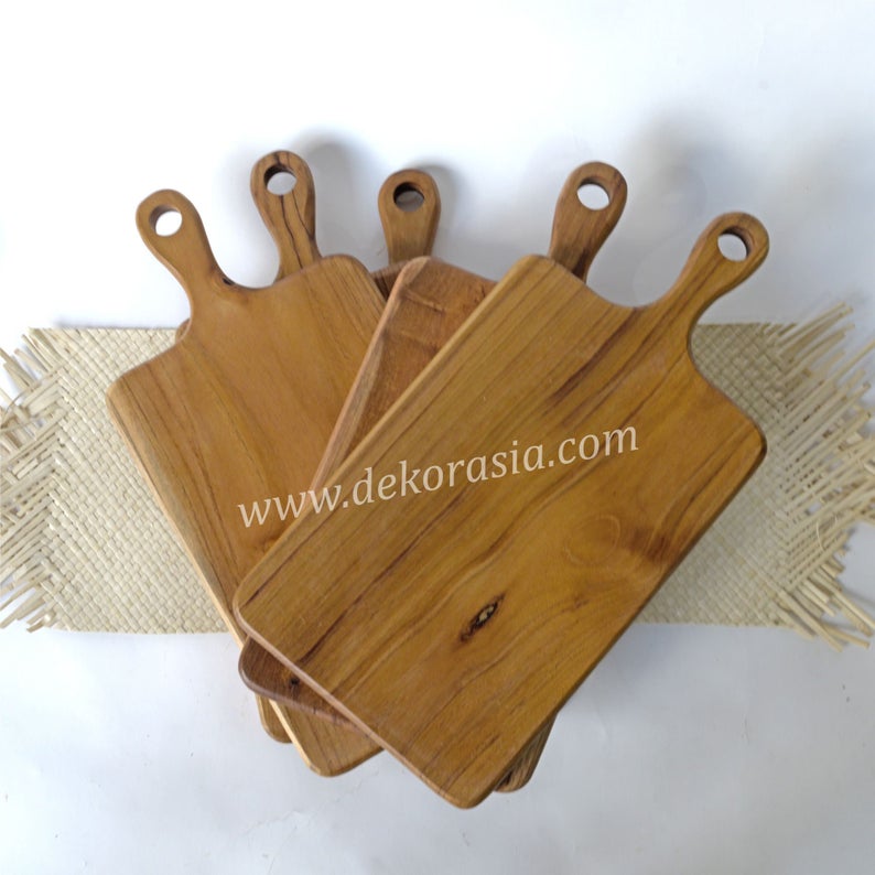 Wooden Antique Teak Cutting Board with Handle